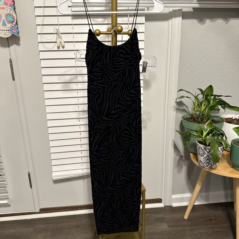 Wild Fable Black Zebra Print Strapless Dress